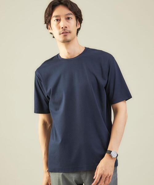 green label relaxing(グリーンレーベルリラクシング)の「<green label relaxing>COOLスムース クルーネック 半袖 Tシャツ -接触冷感-(Tシャツ/カットソー・メンズ・ホワイト/ダークブラウン/ネイビー・SMALL/MEDIUM/LARGE)」の3枚目の写真