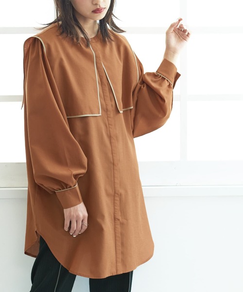 osharewalker（オシャレウォーカー）の「【廃盤】『セーラーチュニックブラウス』（シャツ/ブラウス・レディース・ブラック/オフホワイト/キャメル・FREE）」の22枚目の写真