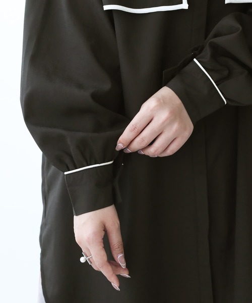 osharewalker（オシャレウォーカー）の「【廃盤】『セーラーチュニックブラウス』（シャツ/ブラウス・レディース・ブラック/オフホワイト/キャメル・FREE）」の5枚目の写真