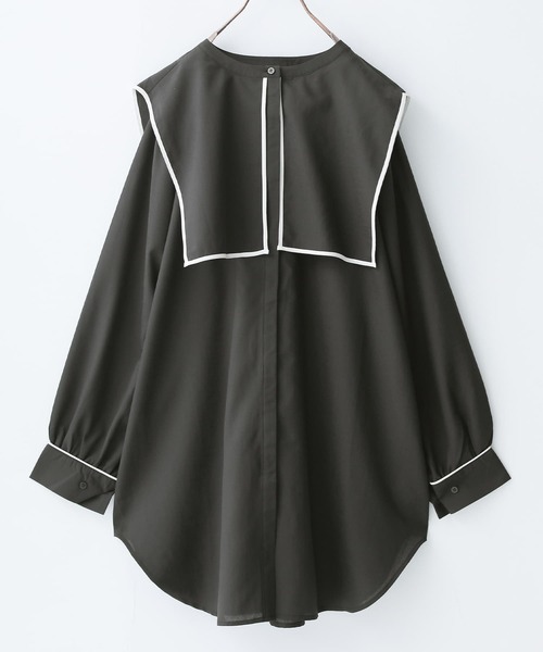 osharewalker（オシャレウォーカー）の「【廃盤】『セーラーチュニックブラウス』（シャツ/ブラウス・レディース・ブラック/オフホワイト/キャメル・FREE）」の12枚目の写真