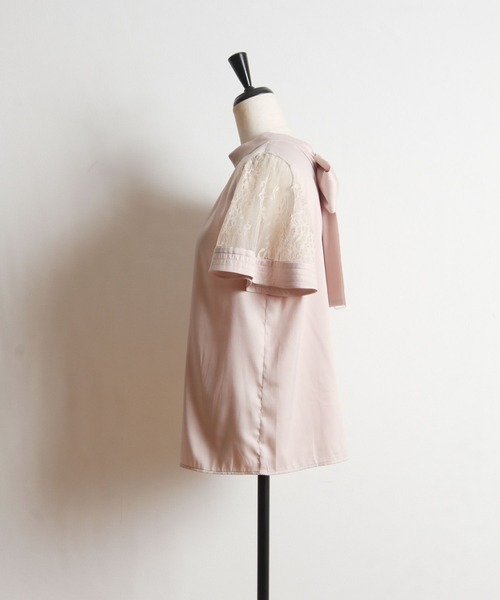 tocco closet（トッコ　クローゼット）の「レーススリーブ切り替えバックリボンブラウス（シャツ/ブラウス・レディース・ラベンダー/ベージュ/モカ・M）」の13枚目の写真
