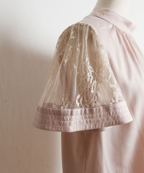 tocco closet（トッコ　クローゼット）の「レーススリーブ切り替えバックリボンブラウス（シャツ/ブラウス・レディース・ラベンダー/ベージュ/モカ・M）」の9枚目の写真