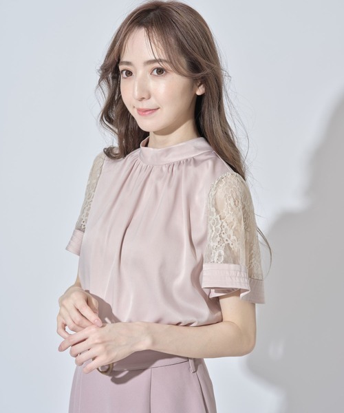 tocco closet（トッコ　クローゼット）の「レーススリーブ切り替えバックリボンブラウス（シャツ/ブラウス・レディース・ラベンダー/ベージュ/モカ・M）」の4枚目の写真