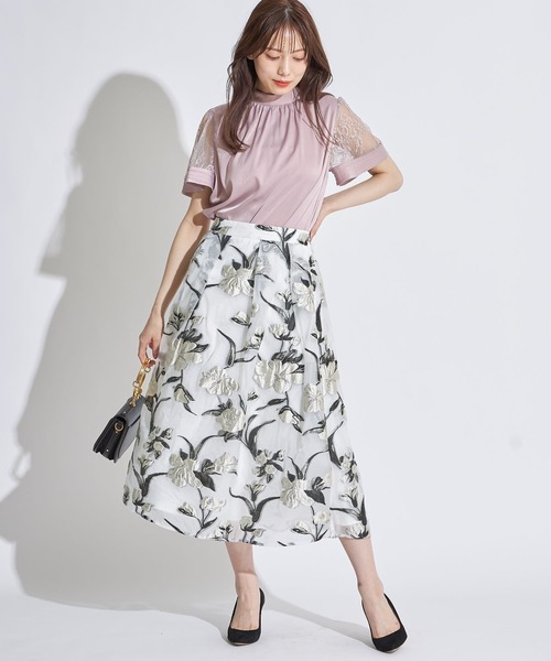 tocco closet（トッコ　クローゼット）の「レーススリーブ切り替えバックリボンブラウス（シャツ/ブラウス・レディース・ラベンダー/ベージュ/モカ・M）」の10枚目の写真