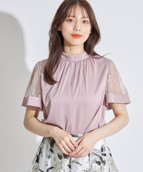 tocco closet（トッコ　クローゼット）の「レーススリーブ切り替えバックリボンブラウス（シャツ/ブラウス・レディース・ラベンダー/ベージュ/モカ・M）」の17枚目の写真