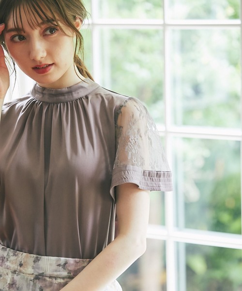 tocco closet（トッコ　クローゼット）の「レーススリーブ切り替えバックリボンブラウス（シャツ/ブラウス・レディース・ラベンダー/ベージュ/モカ・M）」の22枚目の写真