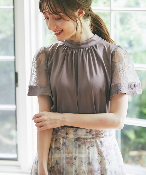 tocco closet（トッコ　クローゼット）の「レーススリーブ切り替えバックリボンブラウス（シャツ/ブラウス・レディース・ラベンダー/ベージュ/モカ・M）」の21枚目の写真