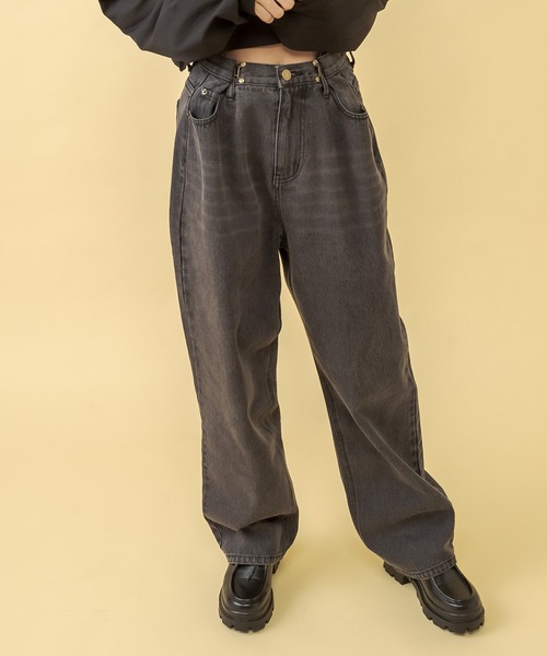 RASVOA（ラスボア）の「ホックタックデニムパンツ（デニムパンツ・レディース・ブラック・S/M）」の2枚目の写真