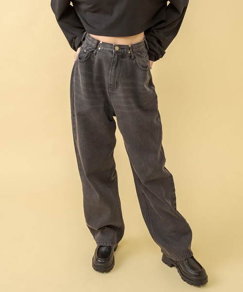 RASVOA（ラスボア）の「ホックタックデニムパンツ（デニムパンツ・レディース・ブラック・S/M）」の3枚目の写真