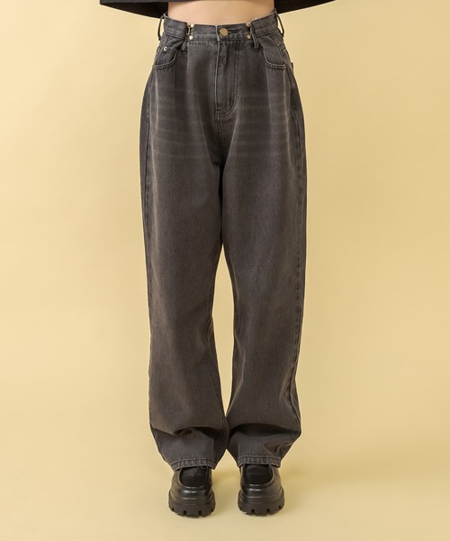 RASVOA（ラスボア）の「ホックタックデニムパンツ（デニムパンツ・レディース・ブラック・S/M）」の4枚目の写真