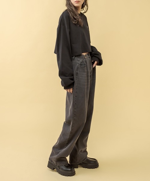 RASVOA（ラスボア）の「ホックタックデニムパンツ（デニムパンツ・レディース・ブラック・S/M）」の9枚目の写真