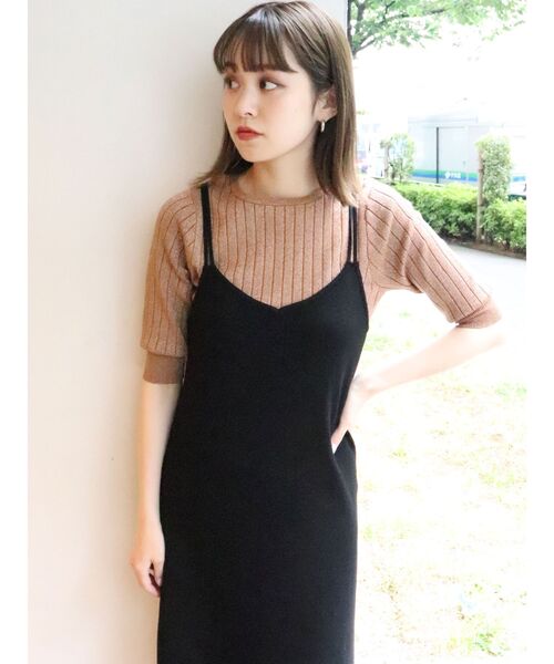 MURUA（ムルーア）の「グロスワイドリブスリムニット（ニット/セーター・レディース・ブラック/パープル/オレンジ/グリーン・FREE）」の4枚目の写真