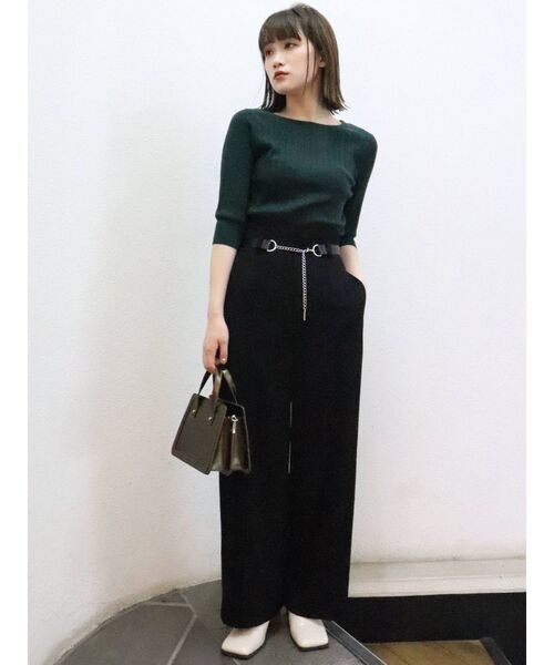 MURUA（ムルーア）の「グロスワイドリブスリムニット（ニット/セーター・レディース・ブラック/パープル/オレンジ/グリーン・FREE）」の17枚目の写真