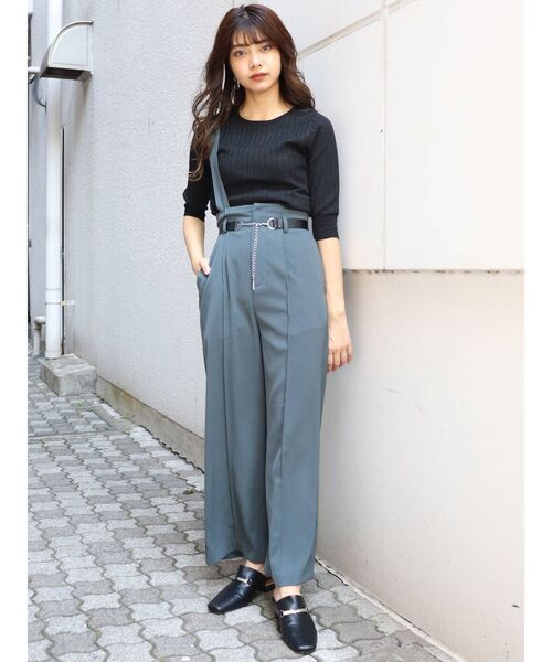 MURUA（ムルーア）の「グロスワイドリブスリムニット（ニット/セーター・レディース・ブラック/パープル/オレンジ/グリーン・FREE）」の22枚目の写真