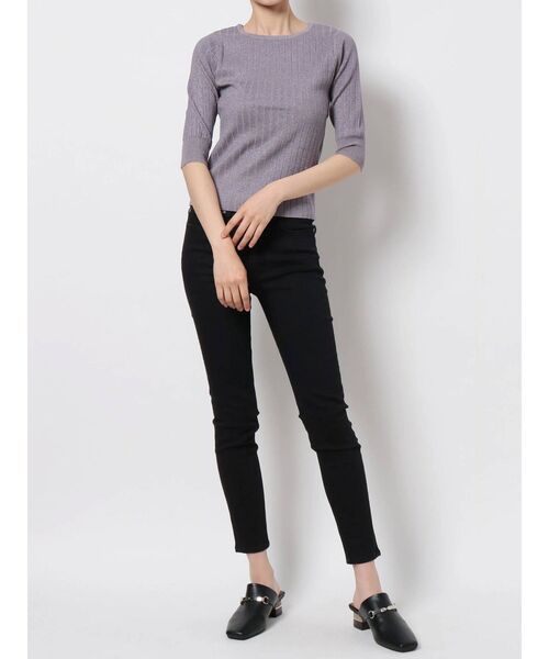 MURUA（ムルーア）の「グロスワイドリブスリムニット（ニット/セーター・レディース・ブラック/パープル/オレンジ/グリーン・FREE）」の10枚目の写真