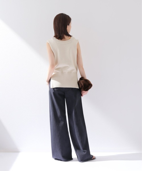 Spick & Span(スピックアンドスパン)の「ソフトコアヤーンフロンタブルベスト(ベスト・レディース・ネイビー/アイボリー・FREE)」の17枚目の写真