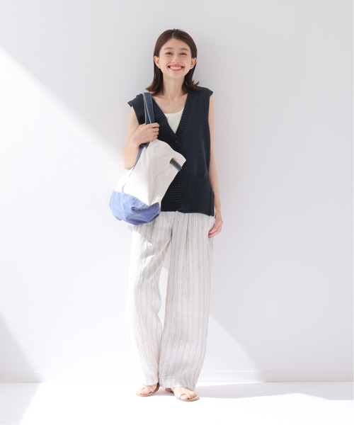 Spick & Span(スピックアンドスパン)の「ソフトコアヤーンフロンタブルベスト(ベスト・レディース・ネイビー/アイボリー・FREE)」の9枚目の写真