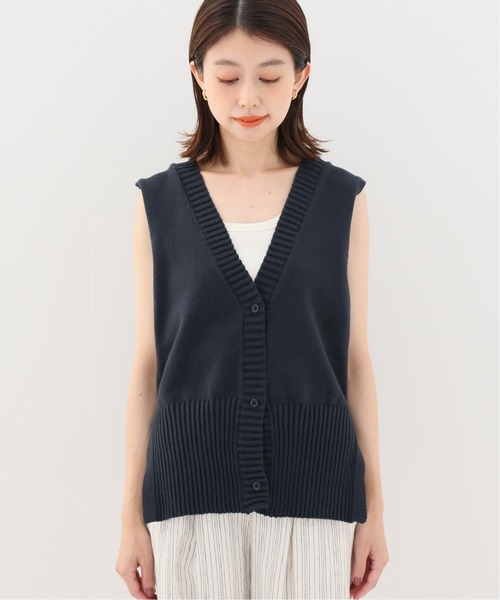 Spick & Span(スピックアンドスパン)の「ソフトコアヤーンフロンタブルベスト(ベスト・レディース・ネイビー/アイボリー・FREE)」の11枚目の写真