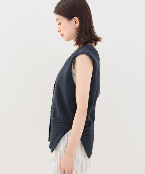 Spick & Span(スピックアンドスパン)の「ソフトコアヤーンフロンタブルベスト(ベスト・レディース・ネイビー/アイボリー・FREE)」の3枚目の写真