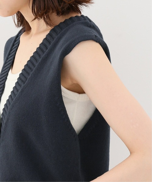Spick & Span(スピックアンドスパン)の「ソフトコアヤーンフロンタブルベスト(ベスト・レディース・ネイビー/アイボリー・FREE)」の18枚目の写真