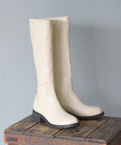 sango(sango)の「ラウンドトゥジョッキーブーツ(ブーツ・レディース・グレイッシュベージュ/アイボリー/ブラック/ダークブラウン・LL/3L/S/M/L/SS)」の2枚目の写真