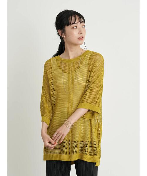 earth music&ecology(アースミュージックアンドエコロジー)の「透かし編みニットプルオーバー *(ニット/セーター・レディース・ライトパープル/ベージュ/ブラウン/イエロー・FREE)」の7枚目の写真