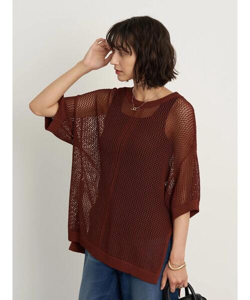 earth music&ecology(アースミュージックアンドエコロジー)の「透かし編みニットプルオーバー *(ニット/セーター・レディース・ライトパープル/ベージュ/ブラウン/イエロー・FREE)」の9枚目の写真