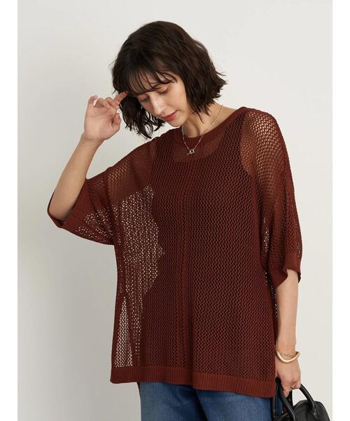 earth music&ecology(アースミュージックアンドエコロジー)の「透かし編みニットプルオーバー *(ニット/セーター・レディース・ライトパープル/ベージュ/ブラウン/イエロー・FREE)」の10枚目の写真