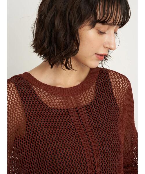 earth music&ecology(アースミュージックアンドエコロジー)の「透かし編みニットプルオーバー *(ニット/セーター・レディース・ライトパープル/ベージュ/ブラウン/イエロー・FREE)」の13枚目の写真