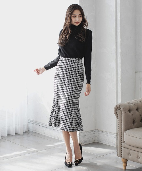 Julia Boutique（ジュリアブティック）の「千鳥格子柄マーメイドスカート/21517（スカート・レディース・ブラウン/ブラック・ONE）」の6枚目の写真