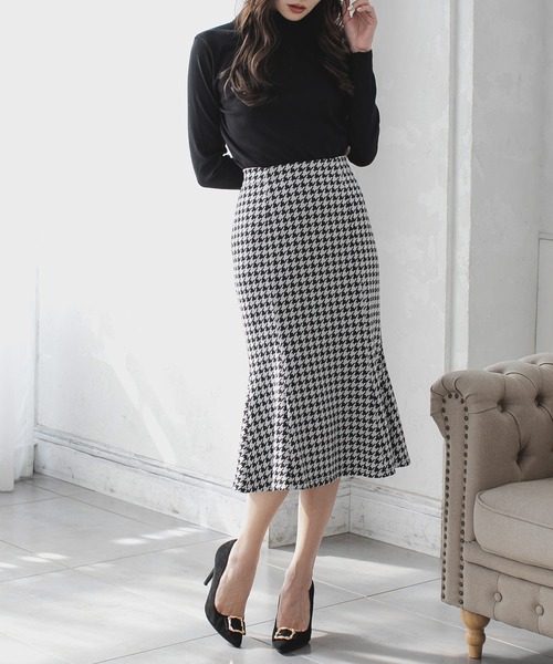 Julia Boutique（ジュリアブティック）の「千鳥格子柄マーメイドスカート/21517（スカート・レディース・ブラウン/ブラック・ONE）」の9枚目の写真