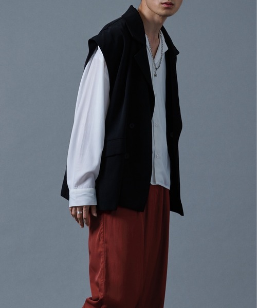 Ellno Loset（エルノロゼット）の「ダブルテーラードジレ（ベスト・メンズ・ブラック/ダークブルー・MEDIUM/LARGE）」の9枚目の写真