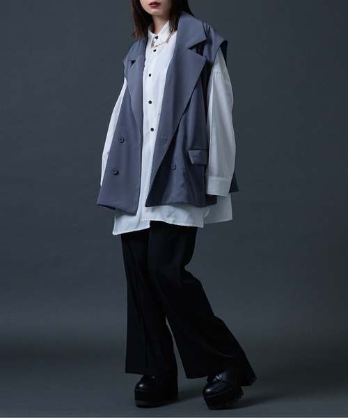 Ellno Loset（エルノロゼット）の「ダブルテーラードジレ（ベスト・メンズ・ブラック/ダークブルー・MEDIUM/LARGE）」の20枚目の写真