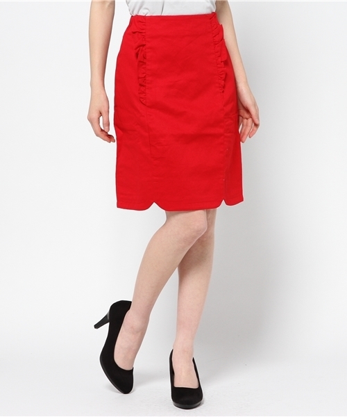 WEGO(ウィゴー)の「WEGO/フリルストレートスカート(スカート・レディース・ホワイト/ネイビー/レッド・FREE)」の1枚目の写真