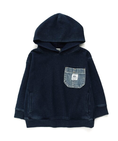 F.O.KIDS(エフオーキッズ)の「デニムポケットフーディー(パーカー・キッズ・カーキ/アイボリー/インディゴブルー/パープル・90/100/110/120/80/130/95/140)」の1枚目の写真