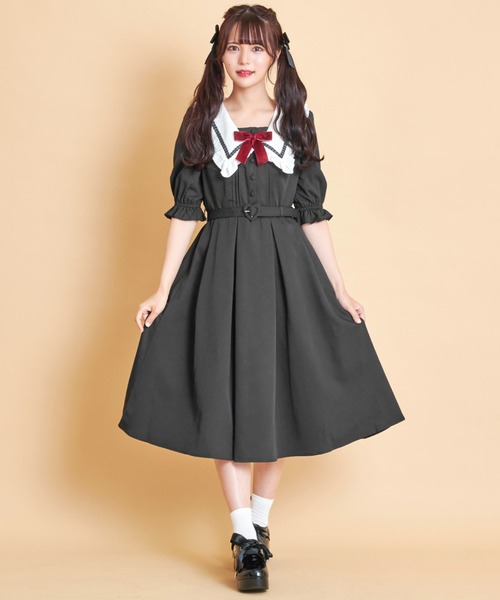 Secret Honey（シークレットハニー）の「変形衿ロングワンピース（ワンピース・レディース・グレー/ブラック・MEDIUM）」の7枚目の写真