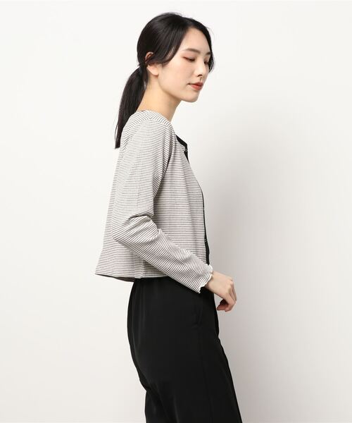 RETRO GIRL（レトロガール）の「パイピングテレコカーデ（カーディガン/ボレロ・レディース・ホワイト系その他/イエロー系その他/グレー系その他/グリーン系その他・FREE）」の5枚目の写真