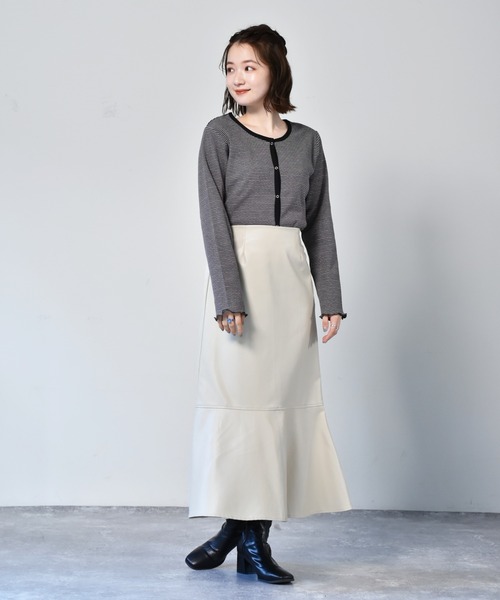 RETRO GIRL（レトロガール）の「パイピングテレコカーデ（カーディガン/ボレロ・レディース・ホワイト系その他/イエロー系その他/グレー系その他/グリーン系その他・FREE）」の10枚目の写真