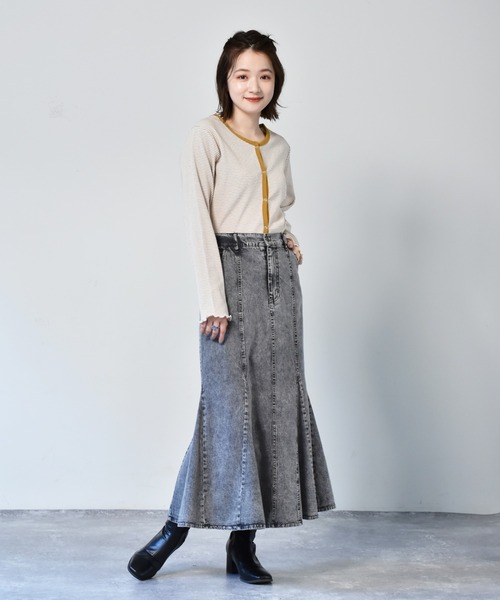 RETRO GIRL（レトロガール）の「パイピングテレコカーデ（カーディガン/ボレロ・レディース・ホワイト系その他/イエロー系その他/グレー系その他/グリーン系その他・FREE）」の12枚目の写真