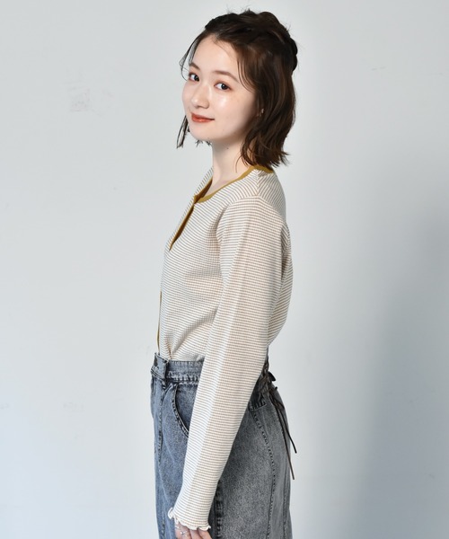 RETRO GIRL（レトロガール）の「パイピングテレコカーデ（カーディガン/ボレロ・レディース・ホワイト系その他/イエロー系その他/グレー系その他/グリーン系その他・FREE）」の18枚目の写真