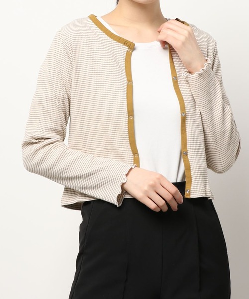 RETRO GIRL（レトロガール）の「パイピングテレコカーデ（カーディガン/ボレロ・レディース・ホワイト系その他/イエロー系その他/グレー系その他/グリーン系その他・FREE）」の13枚目の写真