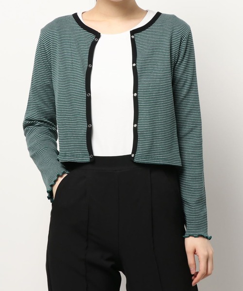 RETRO GIRL（レトロガール）の「パイピングテレコカーデ（カーディガン/ボレロ・レディース・ホワイト系その他/イエロー系その他/グレー系その他/グリーン系その他・FREE）」の14枚目の写真