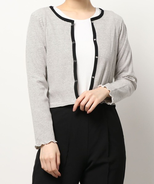 RETRO GIRL（レトロガール）の「パイピングテレコカーデ（カーディガン/ボレロ・レディース・ホワイト系その他/イエロー系その他/グレー系その他/グリーン系その他・FREE）」の16枚目の写真