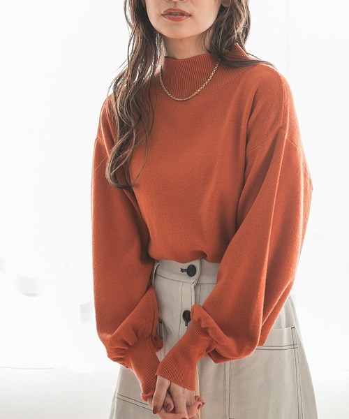 mysty woman（ミスティウーマン）の「ボリュームスリーブハイネックプルオーバー 255257（ニット/セーター・レディース・アイボリー/チャコール/モカ/グリーン系/ピンク系その他/ダークオレンジ/グリーン/イエロー系/ラベンダー・FREE）」の9枚目の写真