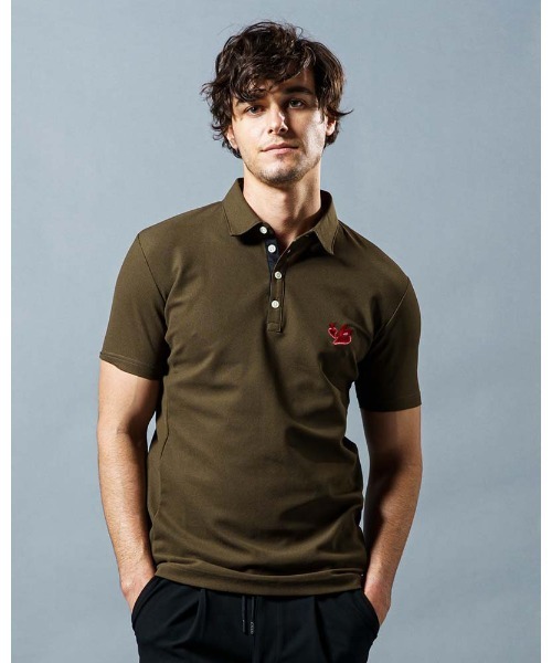 wjk（ダヴルジェイケイ）の「cool-polo (W floating heart)（ポロシャツ・メンズ・トップグレー/ブラック/カーキ・SMALL/X-LARGE/LARGE/MEDIUM）」の4枚目の写真