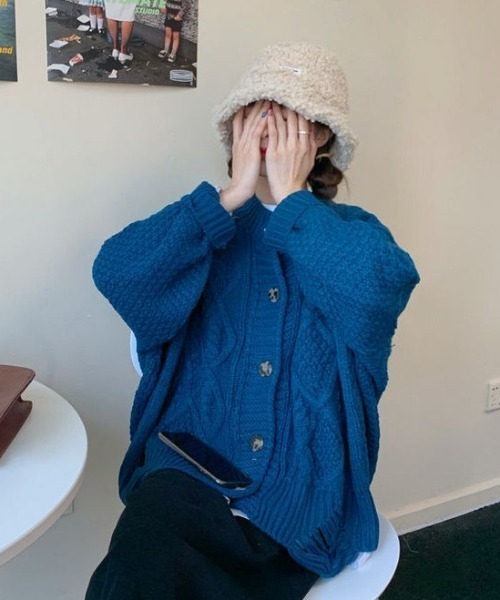 MANGROVE（マングローブ）の「ざっくり編みルーズニットカーディガン