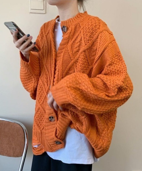 ざっくり編みルーズニットカーディガン ざっくり編みルーズニットカーディガン