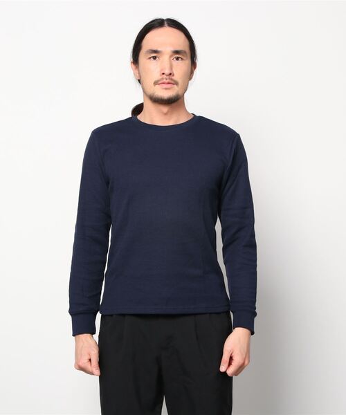Bling Leads(ブリングリーズ)の「20/- サーマル 袖リブ クルーネック ロング Tシャツ(Tシャツ/カットソー・メンズ・ホワイト/ベージュ/ネイビー/グレー/カーキ/ライトピンク/ブラック・M/L/XL)」の6枚目の写真