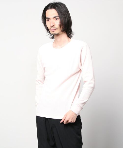 Bling Leads(ブリングリーズ)の「20/- サーマル 袖リブ クルーネック ロング Tシャツ(Tシャツ/カットソー・メンズ・ホワイト/ベージュ/ネイビー/グレー/カーキ/ライトピンク/ブラック・M/L/XL)」の7枚目の写真