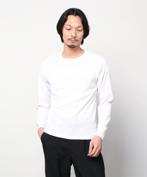 Bling Leads(ブリングリーズ)の「20/- サーマル 袖リブ クルーネック ロング Tシャツ(Tシャツ/カットソー・メンズ・ホワイト/ベージュ/ネイビー/グレー/カーキ/ライトピンク/ブラック・M/L/XL)」の1枚目の写真